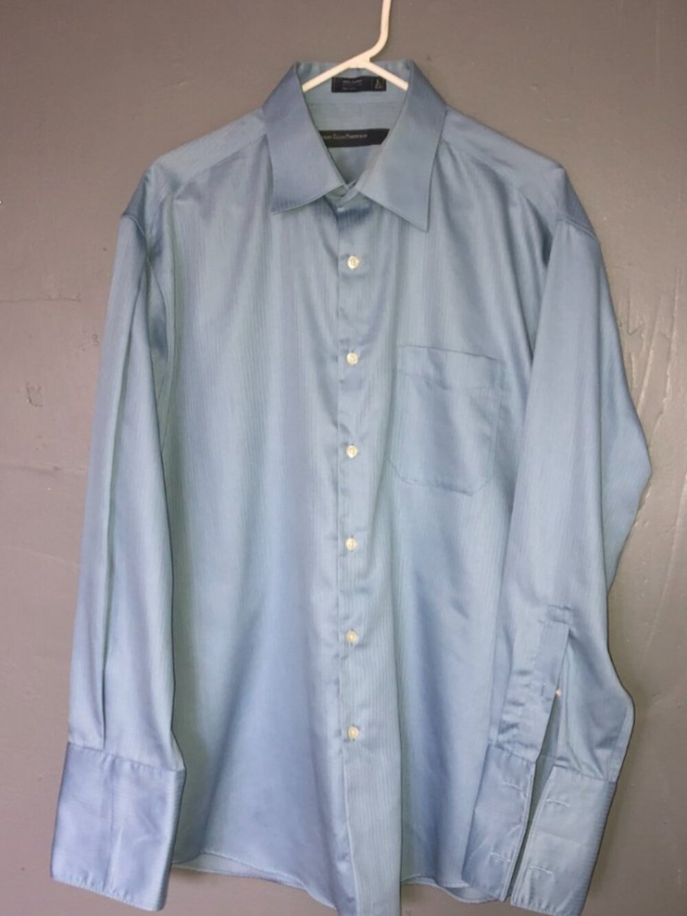 Perry Ellis Portfolio Mens 100% Cotton Wrinkle Free Blue Shirt L - 16.5 32/33
